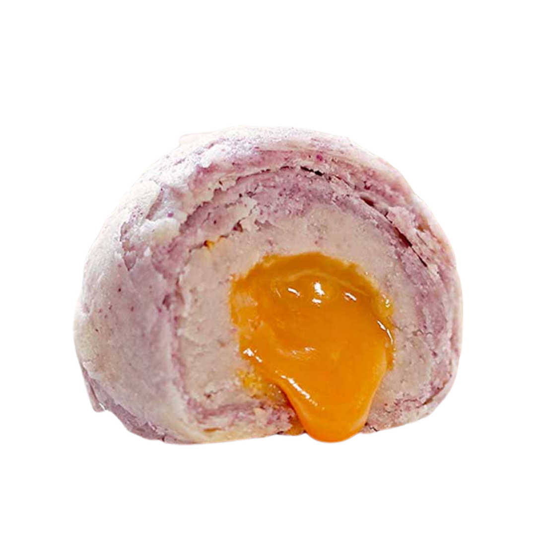 purple taro paste and a flowing salted egg lava centre