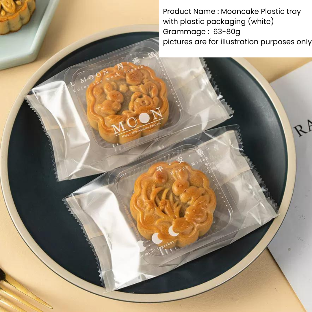 [PRE-ORDER] Mooncake Plastic tray with plastic packaging 63-80g (white) - Main Image