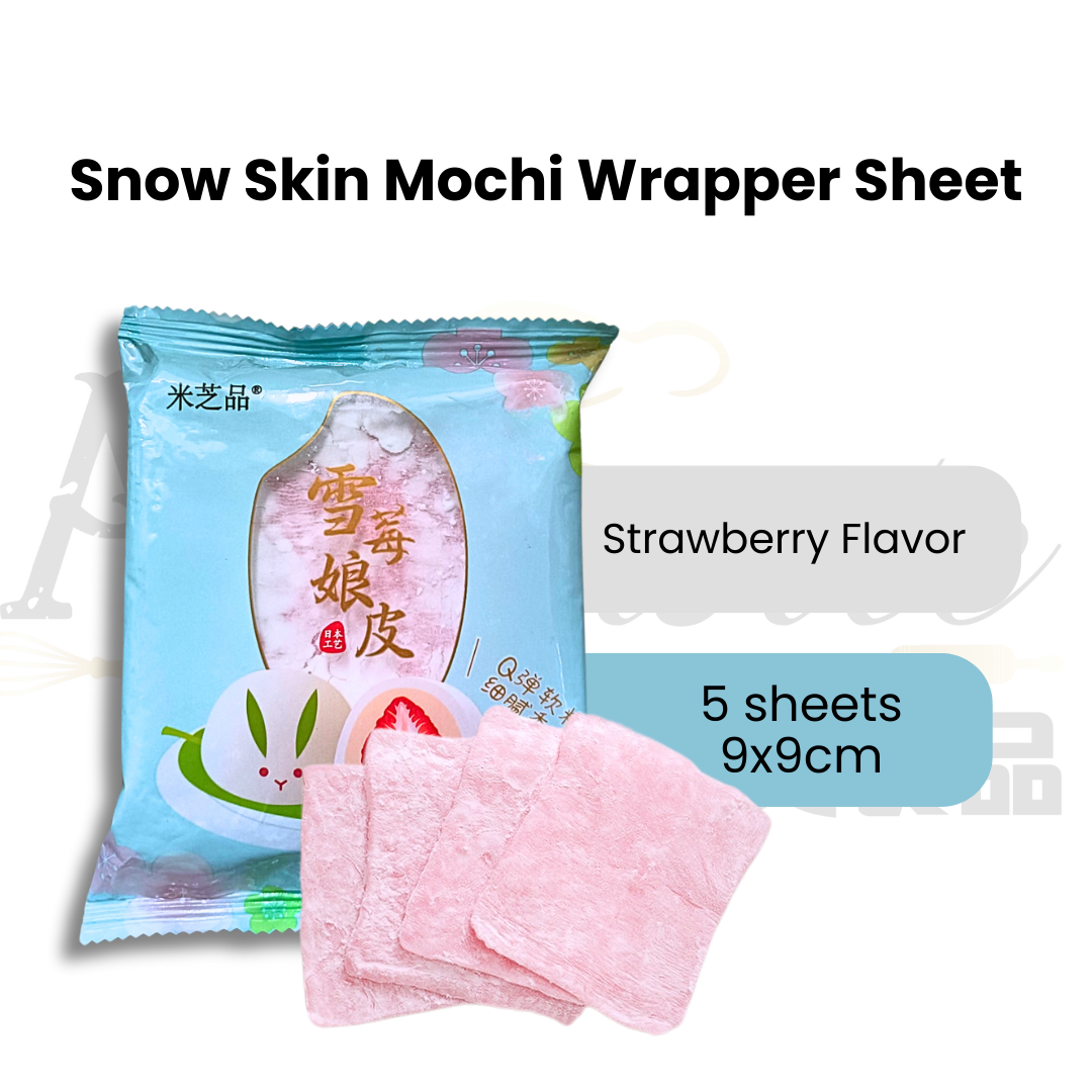 Strawberry mochi, Daifuku wrapper, Pink mochi, Pink strawberrry daifuku, Ready-to-eat mochi skin, Mochi wrapper sheets, Daifuku skins, DIY mochi dessert, Fruit daifuku wrapper, Pre-cut mochi sheets, Non-stick mochi wrapper, Mochi ice cream wrapper, Japanese daifuku skin, QQ mochi texture, Elastic mochi wrapper, Snow skin for desserts, Ready-made mochi sheet, mua chee