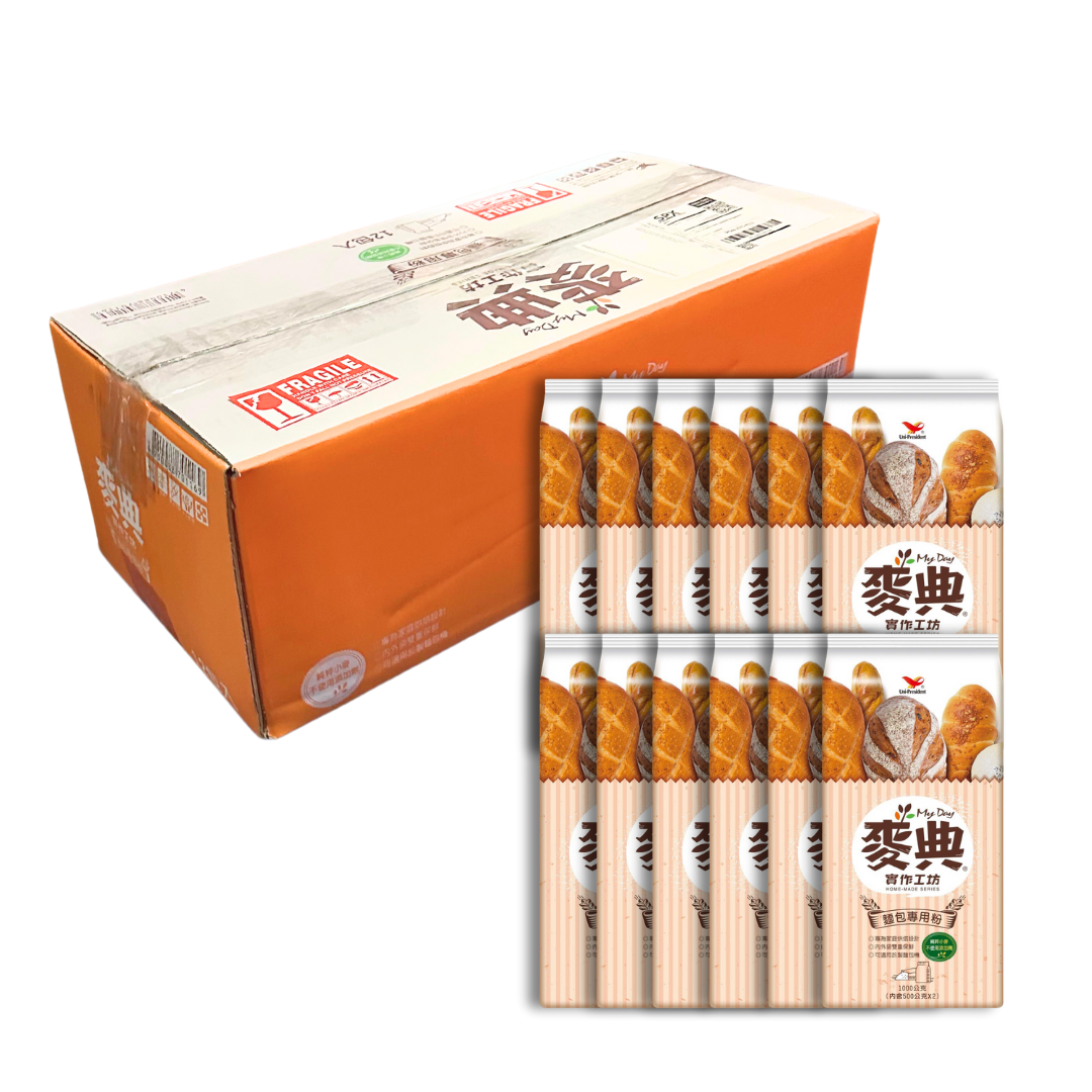 Uni-President My Day Bread Flour 1kg x 12 Packs (1 Carton) for Home Baking, Bread Loaves and Pastries
