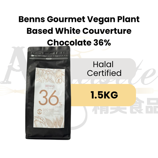 Benns Gourmet Vegan Plant Based White Couverture Chocolate 36% 1.5kg