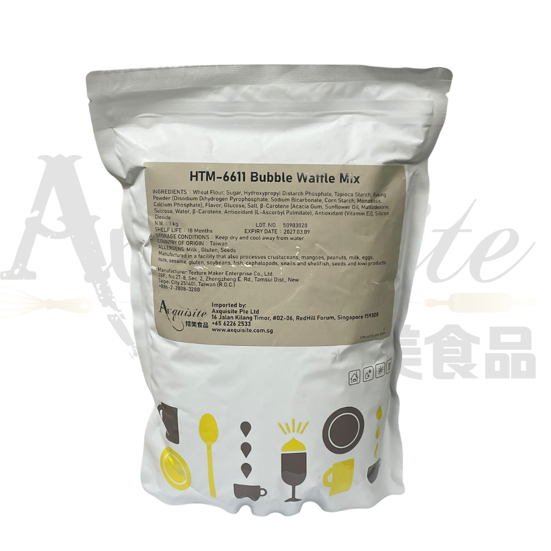 Bag of bubble waffle mix with branding and product details 