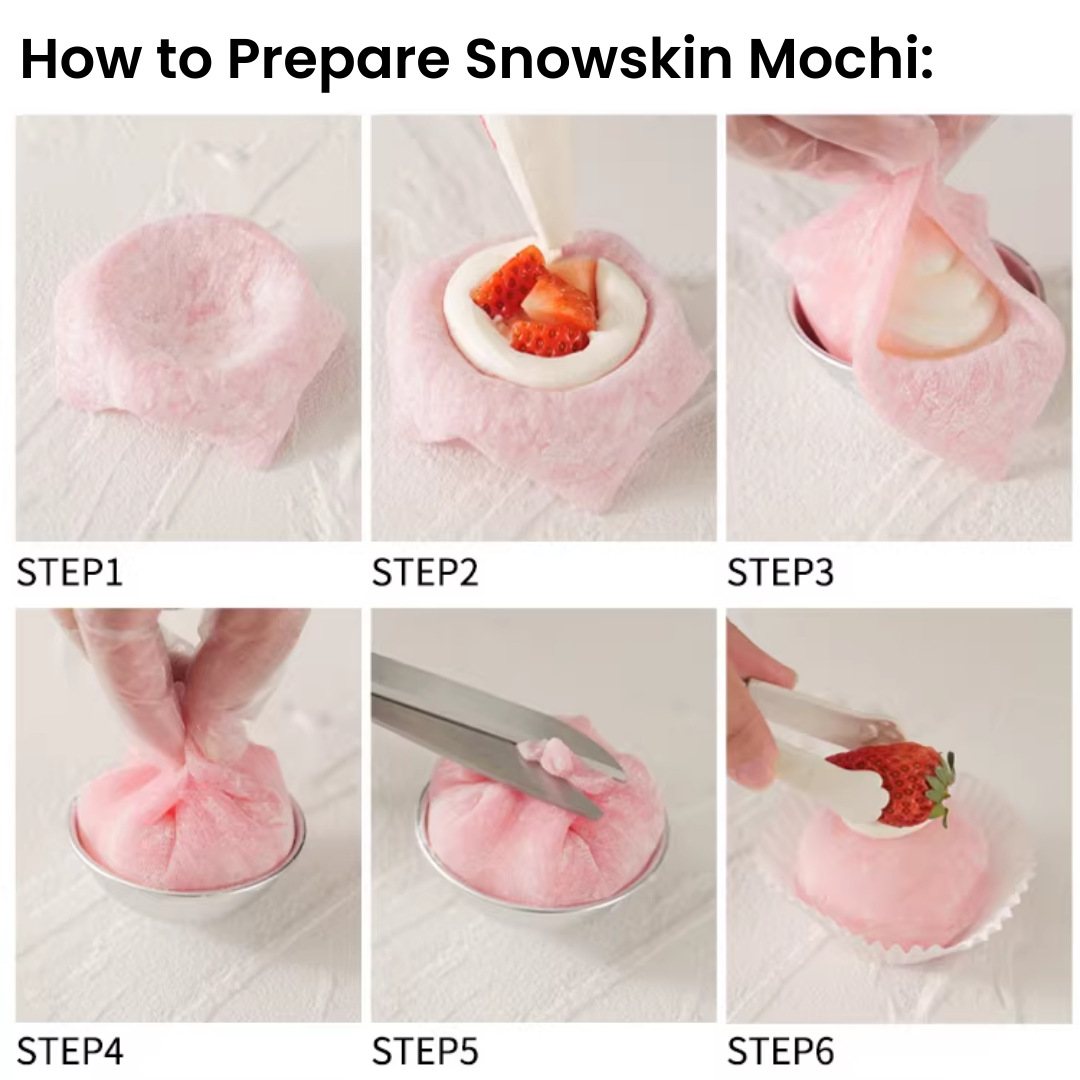 Strawberry Snowskin Mochi Wrapper Sheet | Ready-to-Eat Daifuku Skins | DIY Desserts
