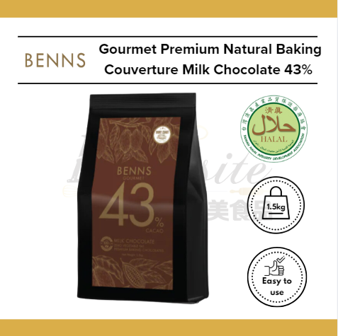 Benns Gourmet Milk Couverture Chocolate 43% 1.5kg