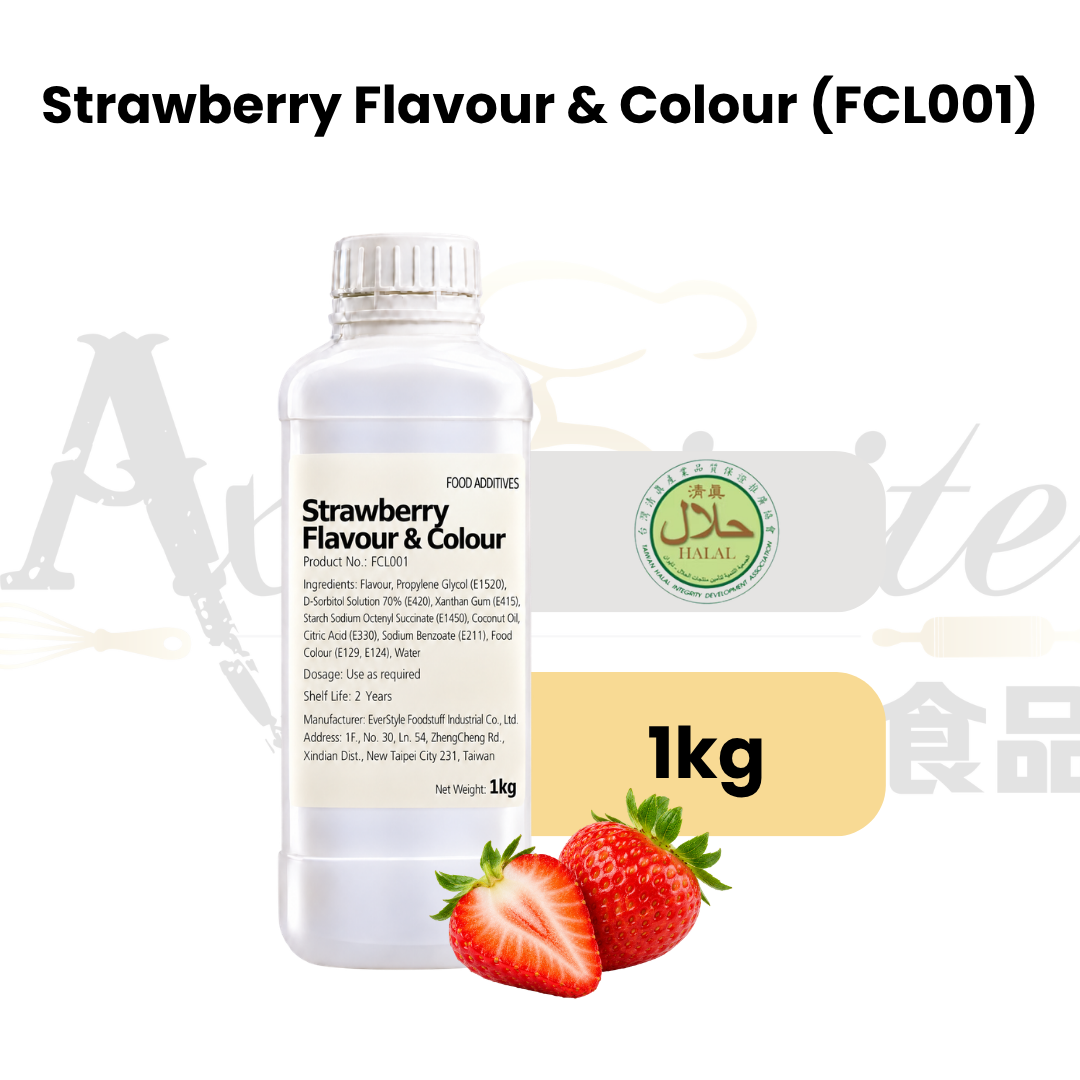Everstyle Strawberry Essence Flavouring & Colouring 1kg for baking, cakes, pastries, desserts and beverages