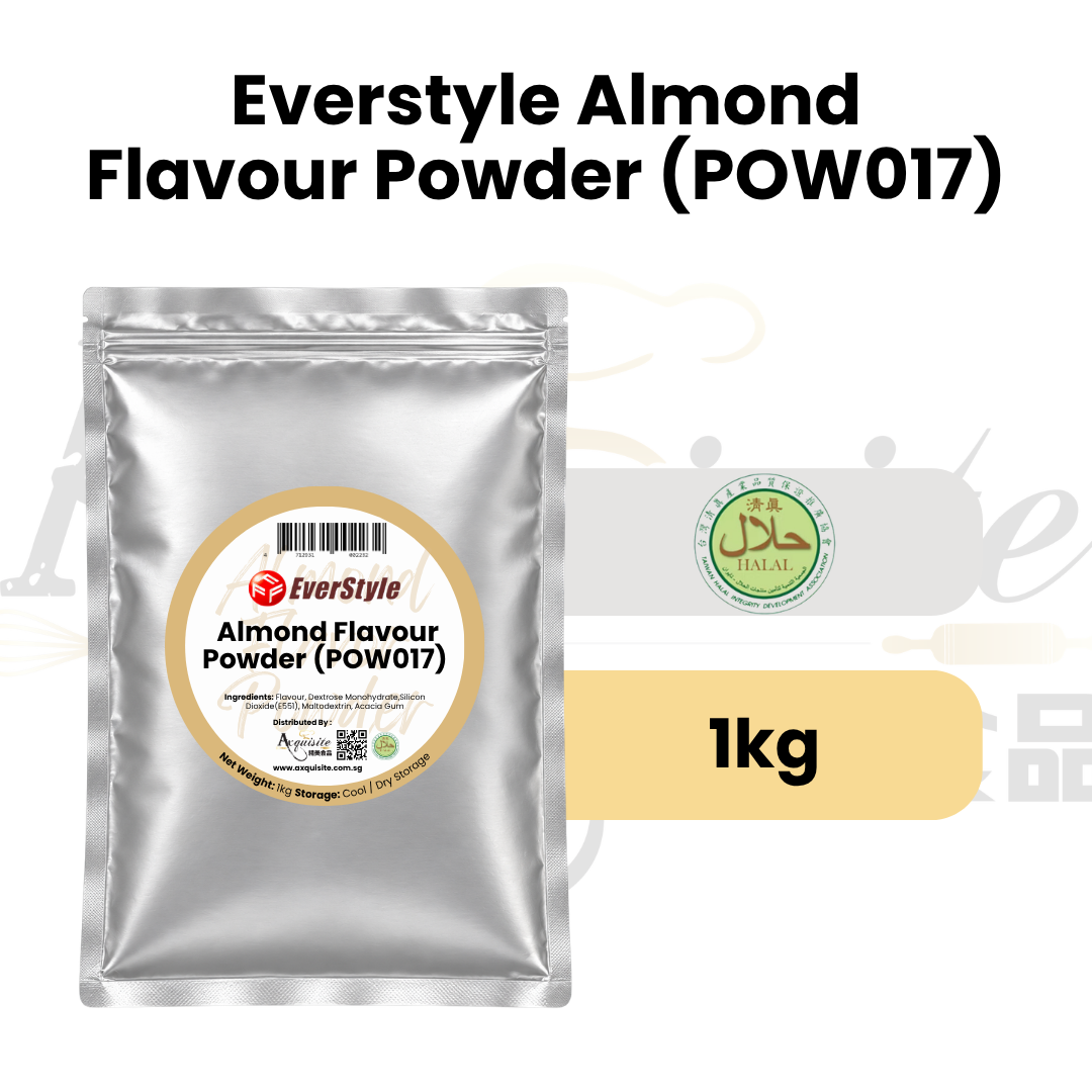 Everstyle Almond Flavour Powder POW017 in 1kg silver resealable pouch