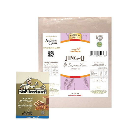 [PRE-ORDER BUNDLE DEAL] Uni-President Jing-Q All Purpose Flour 1kg x 5 Packets + Lesaffre Saf‑Instant Dry Baker's Yeast 55g x 1 Box