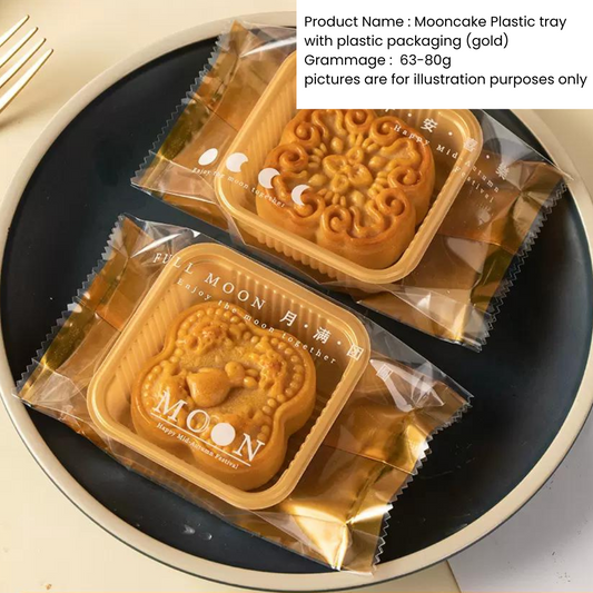 [PRE-ORDER] Mooncake Plastic tray with plastic packaging 63-80g (gold)