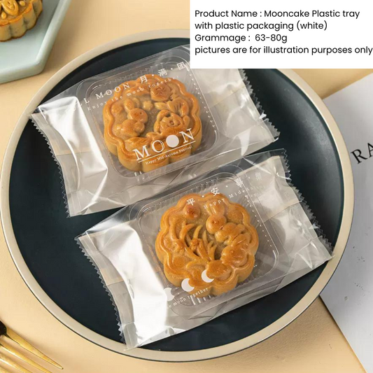 [PRE-ORDER] Mooncake Plastic tray with plastic packaging 63-80g (white)