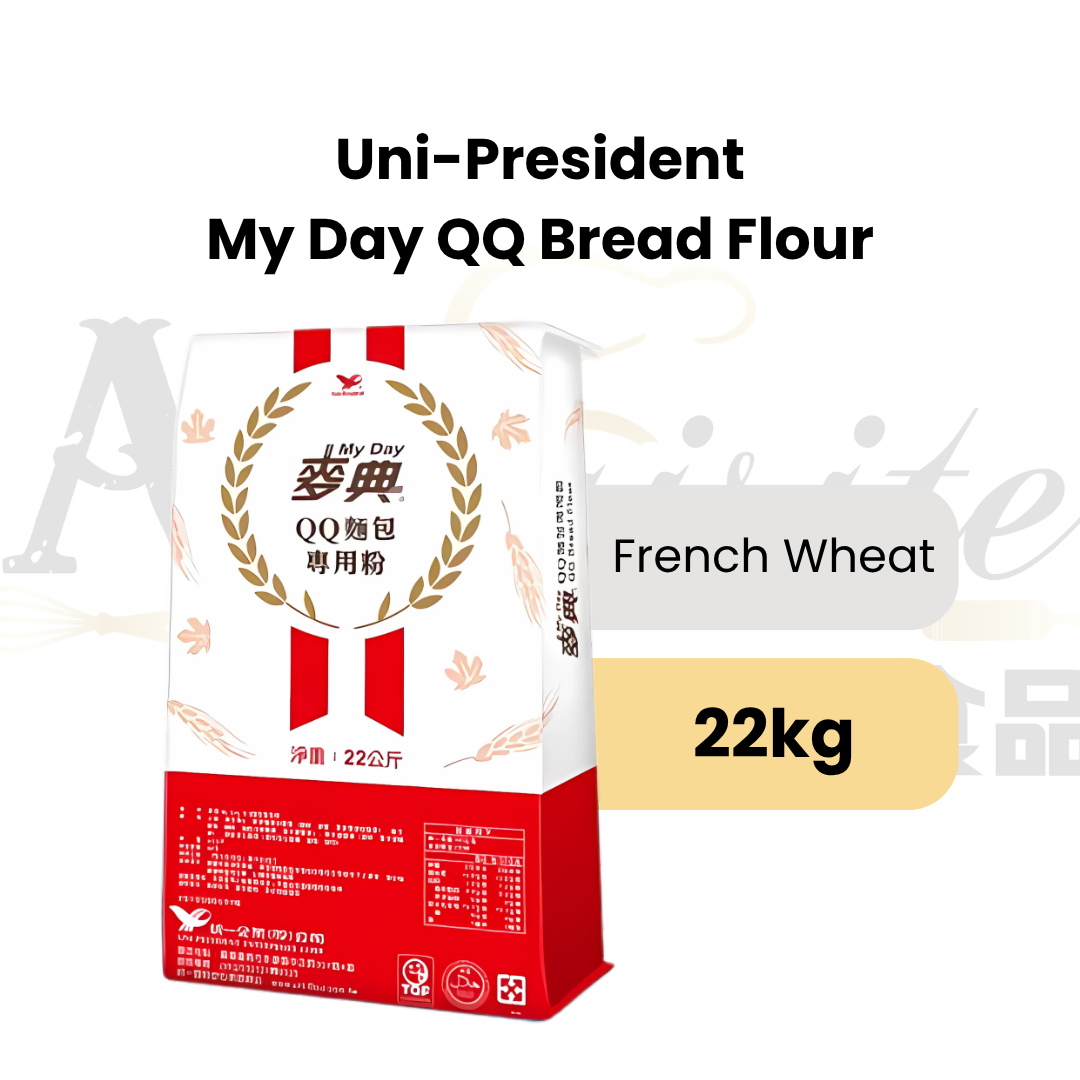 Uni-President My Day QQ Bread Flour made from French Wheat, in 22kg packaging.