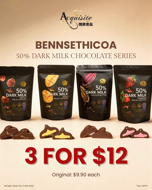 [3 FOR $12] Bennsethicoa 50% Dark Milk Chocolate | Praline | Premium Chocolate | Chocolate Snack