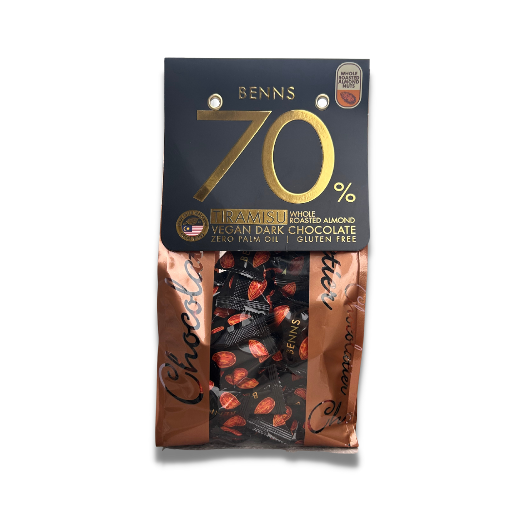 Benns 70% Tiramisu Almond Vegan Dark Chocolate 200g